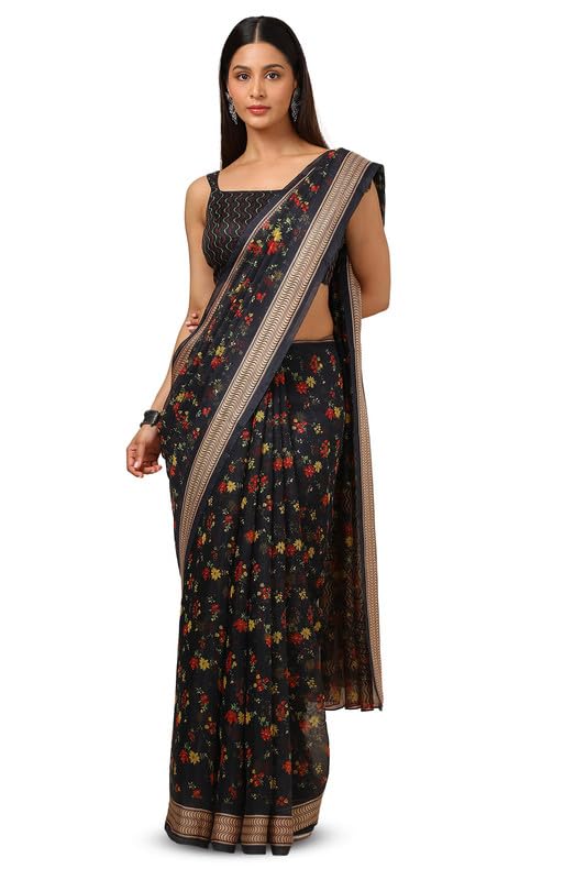Soch Women Cotton Blend Floral Print Saree