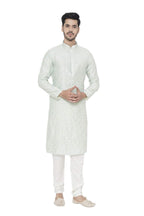 Manyavar MenS Silk Blend Other Kurta Pyjama (Sdes435_Light Mint Green_S)