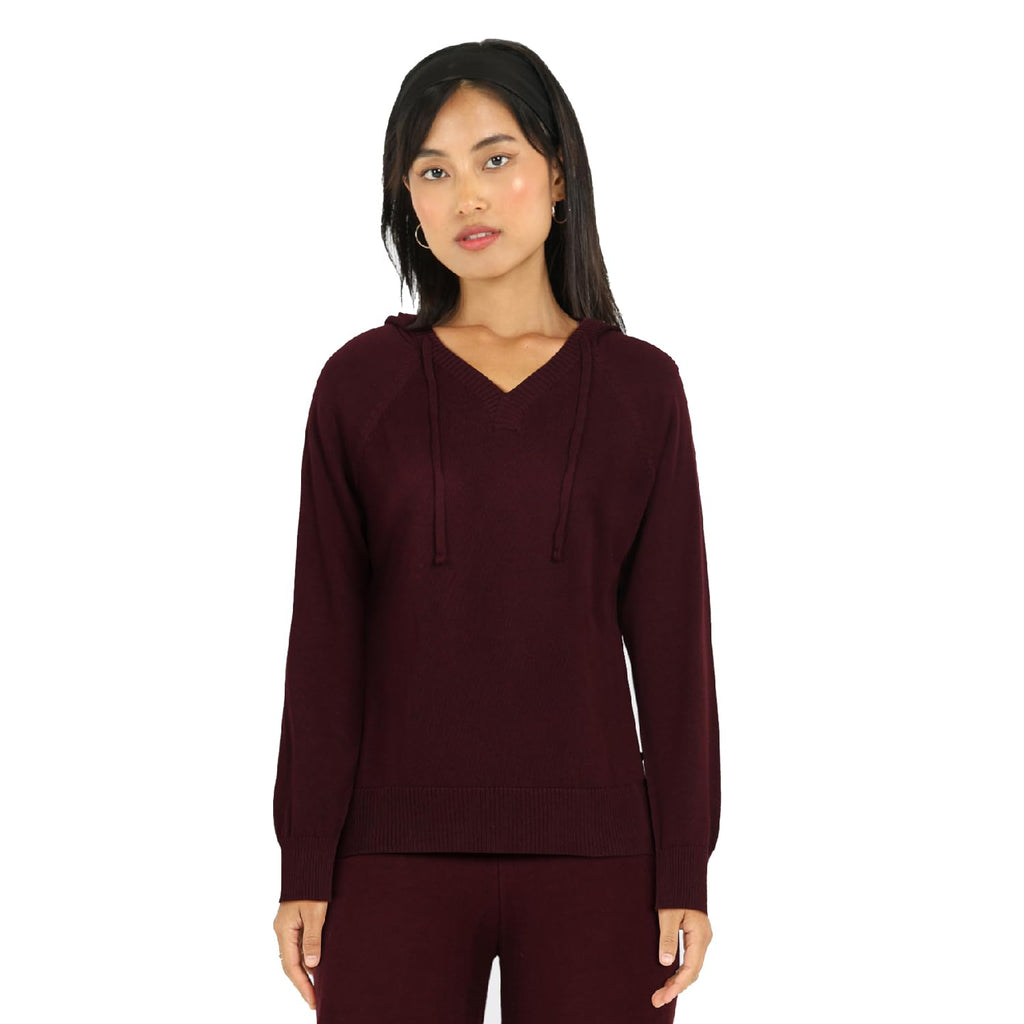 BlissClub at-Ease CottonKnit Hoodie | 100% Cotton Hoodie | Adjustable Hood | Relaxed Fit