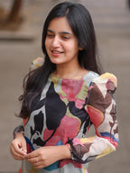 24 Carat Suit Womens Organza Straight Printed Collage Collage Kurti (2CKT9)