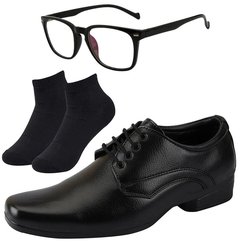 Vitoria l Men Black Lace Formal Shoes with Black Socks & Computer Black Frame/6 6
