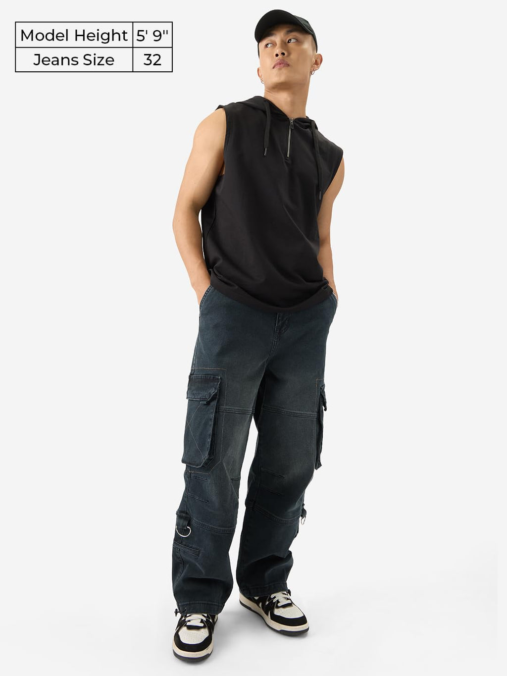 The Souled Store Comfrey Men and Boys Baggy Loose Fit Cotton Blend Utility Cargo Jeans Denim Jeans Crafted with Comfort Fit for