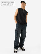 The Souled Store Comfrey Men and Boys Baggy Loose Fit Cotton Blend Utility Cargo Jeans Denim Jeans Crafted with Comfort Fit for
