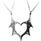 Matching Heart Necklace for Couples Best Friends BFF Necklace for 2 Dragon Demon Bat Wing Necklace for Women Men Teen Halloween 