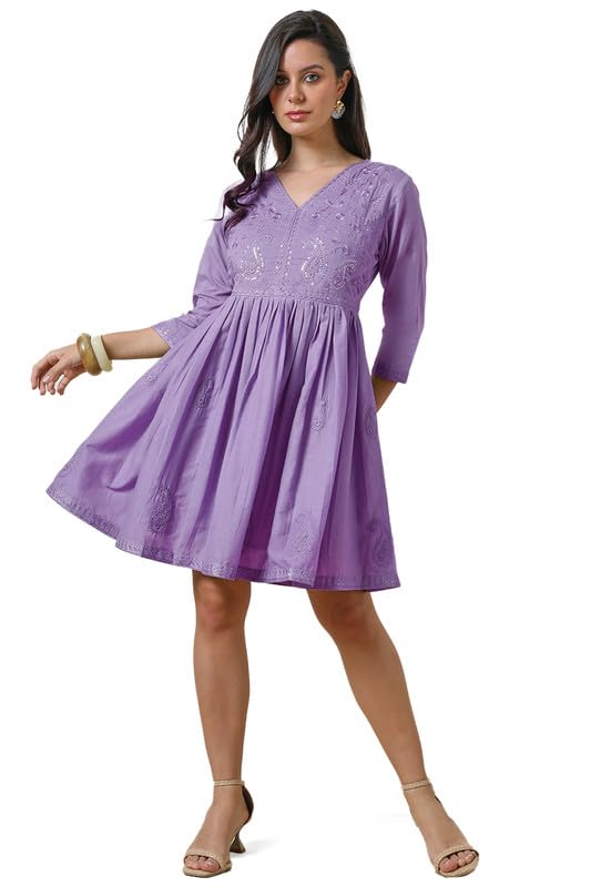 Soch Women Cotton Embroidered Dress with Sequins