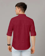 Zombom MenS Cotton Blend Solid Regular Fit Casual Mandarin/Chinese Collor Short Kurta Maroon