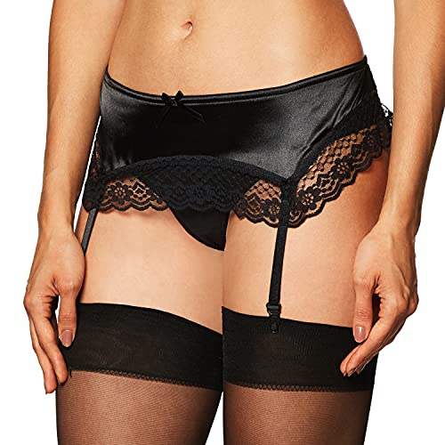 SATIN GARTER BELT BLACK Q/S