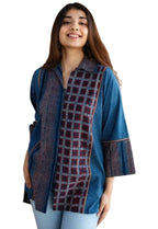 ANNI Designer Womens Tunics Tops Rayon Viscose Printed Shirt for Women (QADIRA Blue_XL_Blue_X-Large)