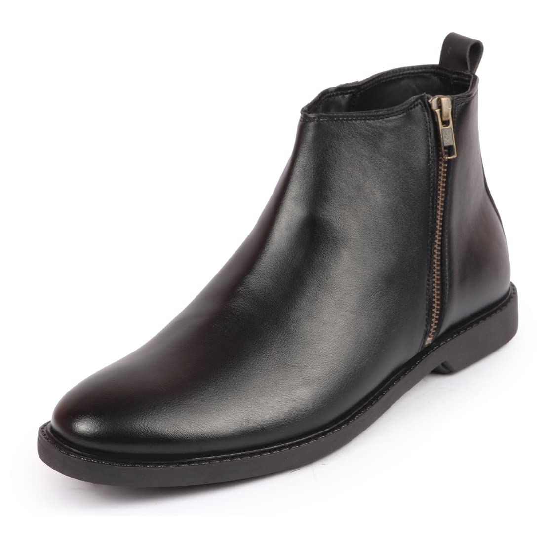 FAUSTO FST KI103 BLACK43 Mens Black High Ankle Zipper Closure Fashion Trend Classic Work Boots (9 UK) 9