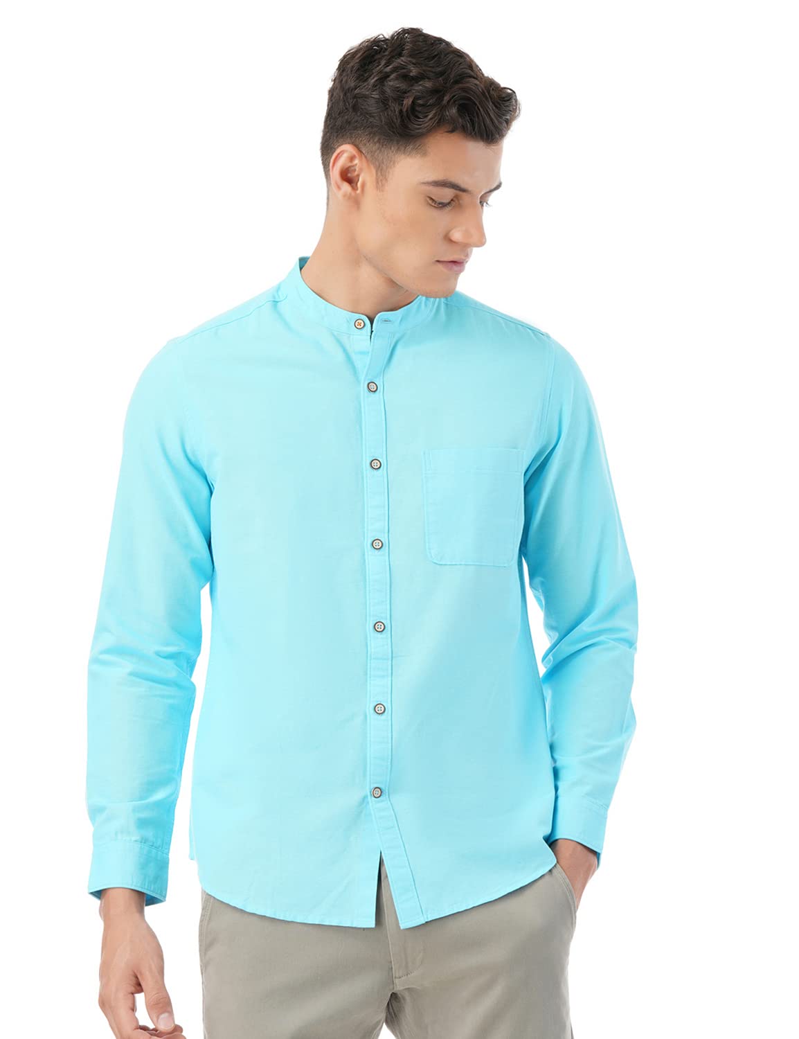 FYLTR Mens Solid Slim Fit 100% Cotton, Linen Look Casual Shirt