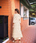 ANNI DESIGNER Womens Rayon Viscose Straight Printed Kurta with Palazzo (Tangro Cream_S_Cream_Small)