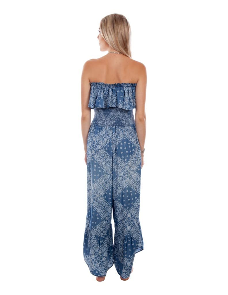BANDANA PRINT JUMPSUIT RUFFLE TOP