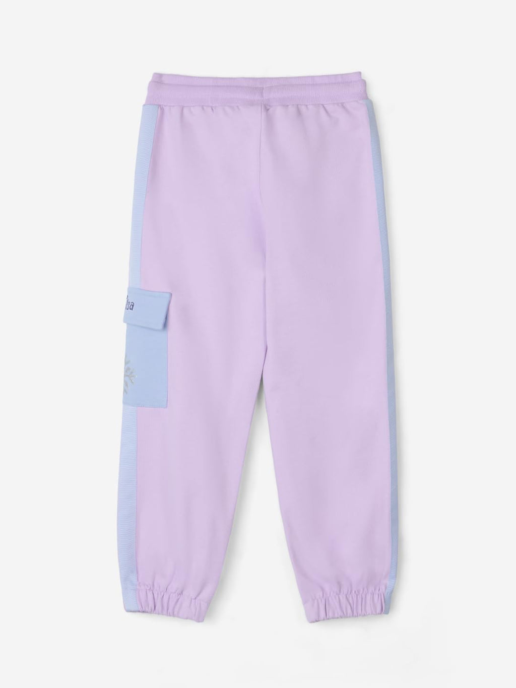 The Souled Store Disney: Magical Elsa Girls Cotton Drawstringed Purple Graphic Printed Regular Fit Cotton Joggers (2-8 Yrs)