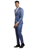 Turtle Men 100% Cotton Dobby Print Full Sleeve Two Piece Light Blue Party Suit