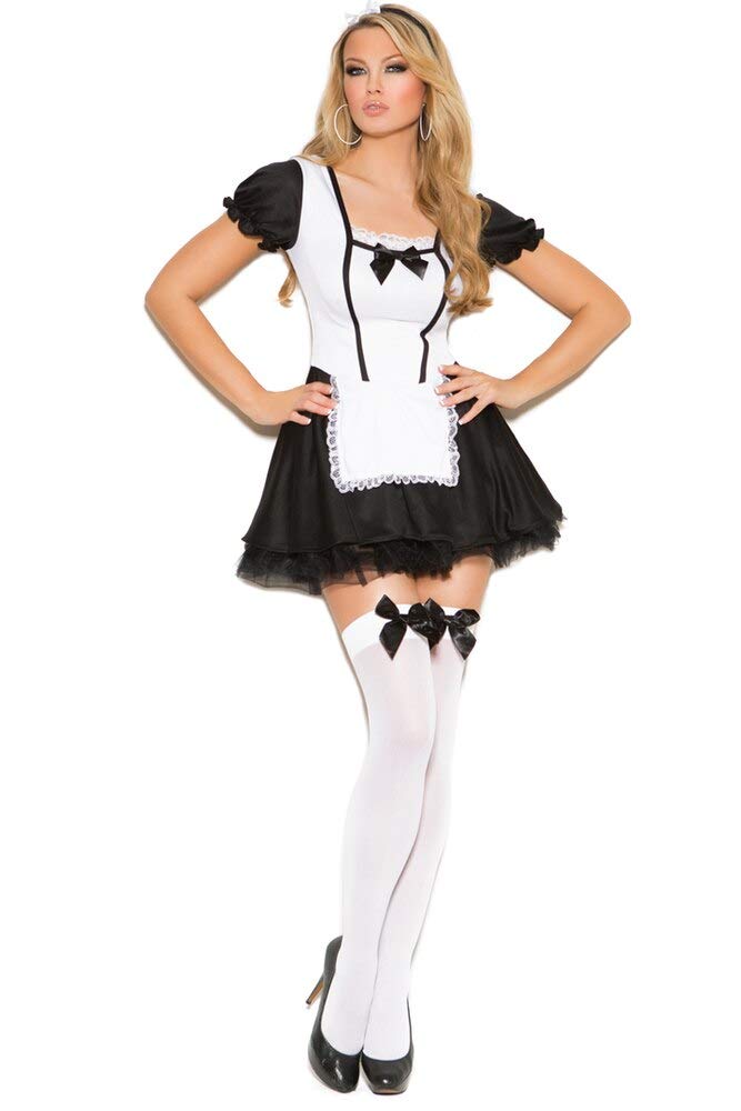 Elegant Moments Women's Mischievous Maid Costume 2 Pc. Dress & Head Piece Only, Black/White, Large