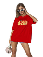 Juneberry Pure Cotton Oversized Loose Fit Drop Shoulder Official Star Wars Merchandise Cool & Latest Graphic Printed Round Neck 