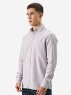 The Souled Store Solids: Cloud Grey Men and Boys Long Sleeve Collared Neck Button Front Regular Fit Cotton Linen Shirts