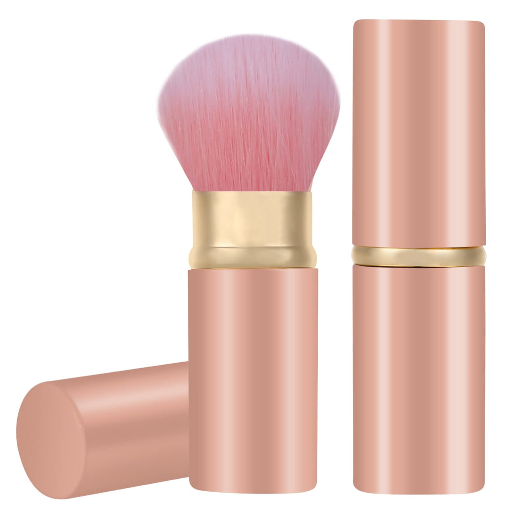 Falliny Retractable Kabuki Makeup Brush, Travel Face Blush Brush, Portable Powder Brush with cover for Blush, Bronzer, Buffing, 