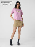 The Souled Store Mean Girls: Thats So Fetch Women and Girls Short Sleeves Round Neck Pink Graphic Printed Cotton Relaxed Fit T-