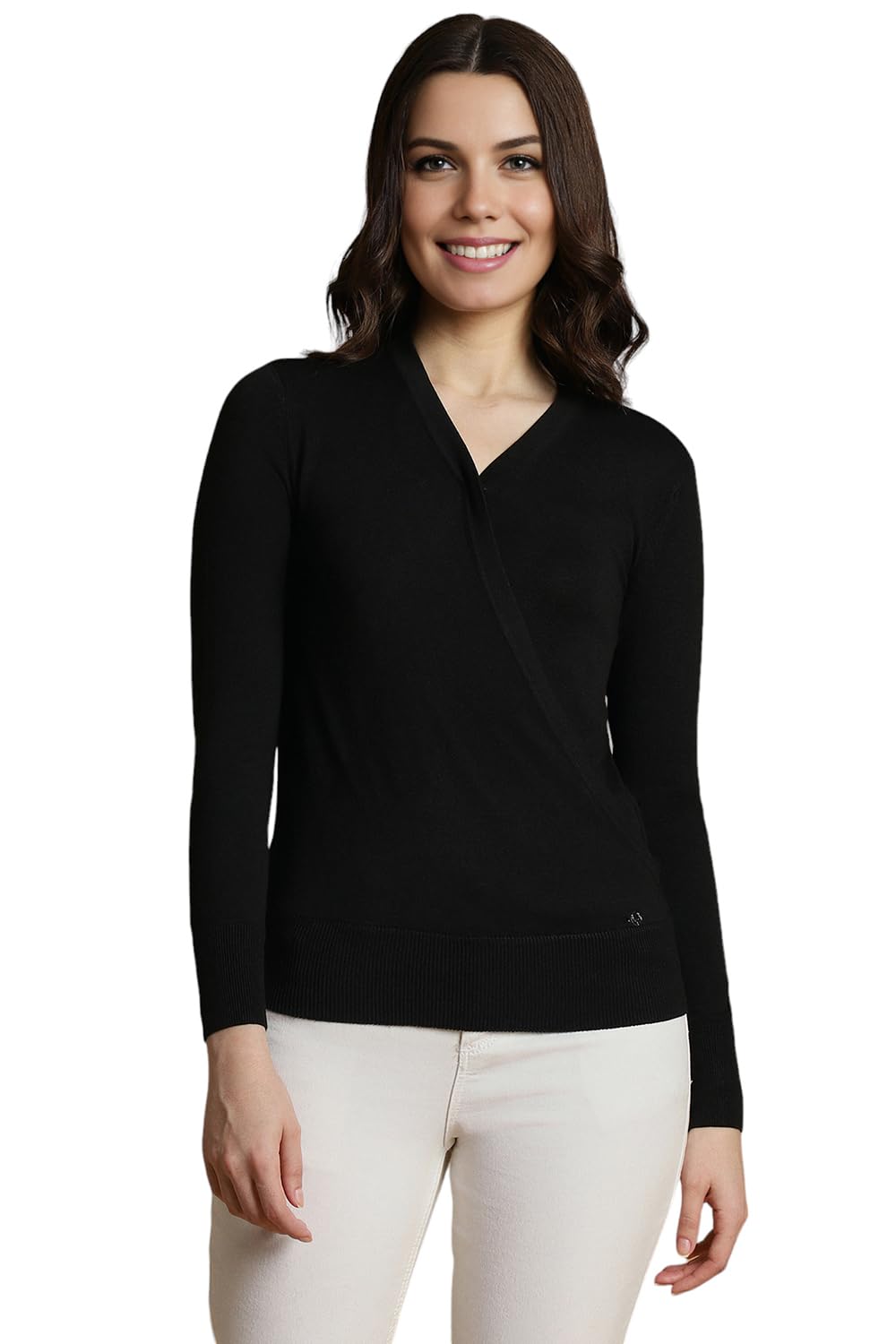 Allen Solly Women Solid Casual V Neck Top