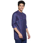 Fabindia MenS Viscose Silk Printed Slim Kurta (102590201_Purple