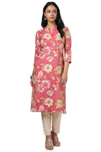 Soch Womens Pink Tissue Floral Print Kurta