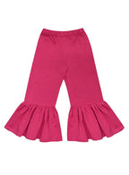 A.T.U.N. (ALL THINGS UBER NICE) Girls High Rise Regular Elasticated Waistband Casual Ruffle Pants Fuchsia