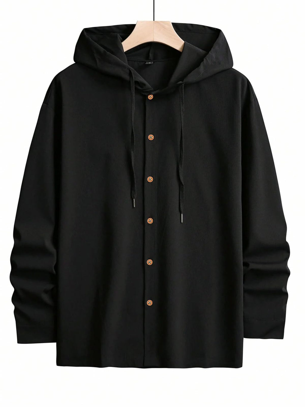 Noble Monk Mens Relax Fit Hooded Shirt Black