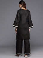 Varanga Women Black Lace Detailed Co-Ord Set - Stylish Outfit, Comfortable Fit, Lightweight Fabric, Modern Design, And Versatile Look