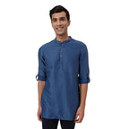 Fabindia MenS Cotton Abstract Slim Fit Kurta Set (1030867Blue_Blue