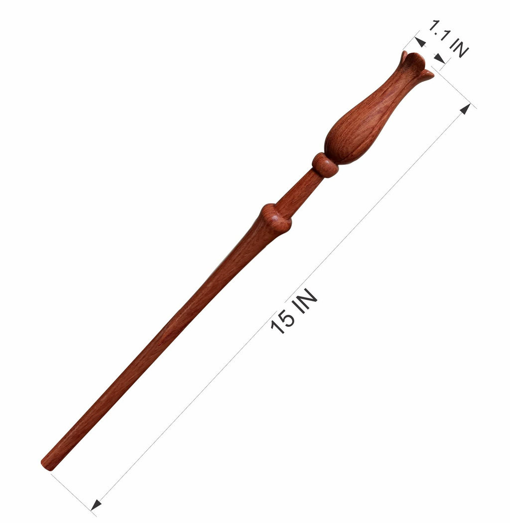 Handicraftviet Hand Carved Wooden Flower Wand, Handmade Magic Wand for Collectible and Cosplay Girl Wand 15 ' ' for Children and