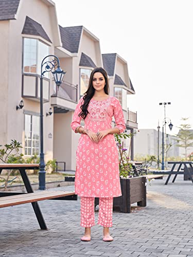 Nainvish Women Kurta With Pant (Sd441_Kb-Xl) Pink