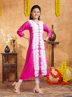 Aarika Girls Casual Wear Pink Colour Tie Dye Print Rayon Kurti