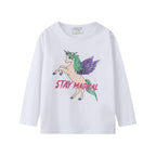 Baby Girl Long Sleeve T-Shirts Unicorn Christmas ELK Graphic Winter Cotton Casual Crewneck Tunic Tops Tee Shirts Sets 3 Pack 12M