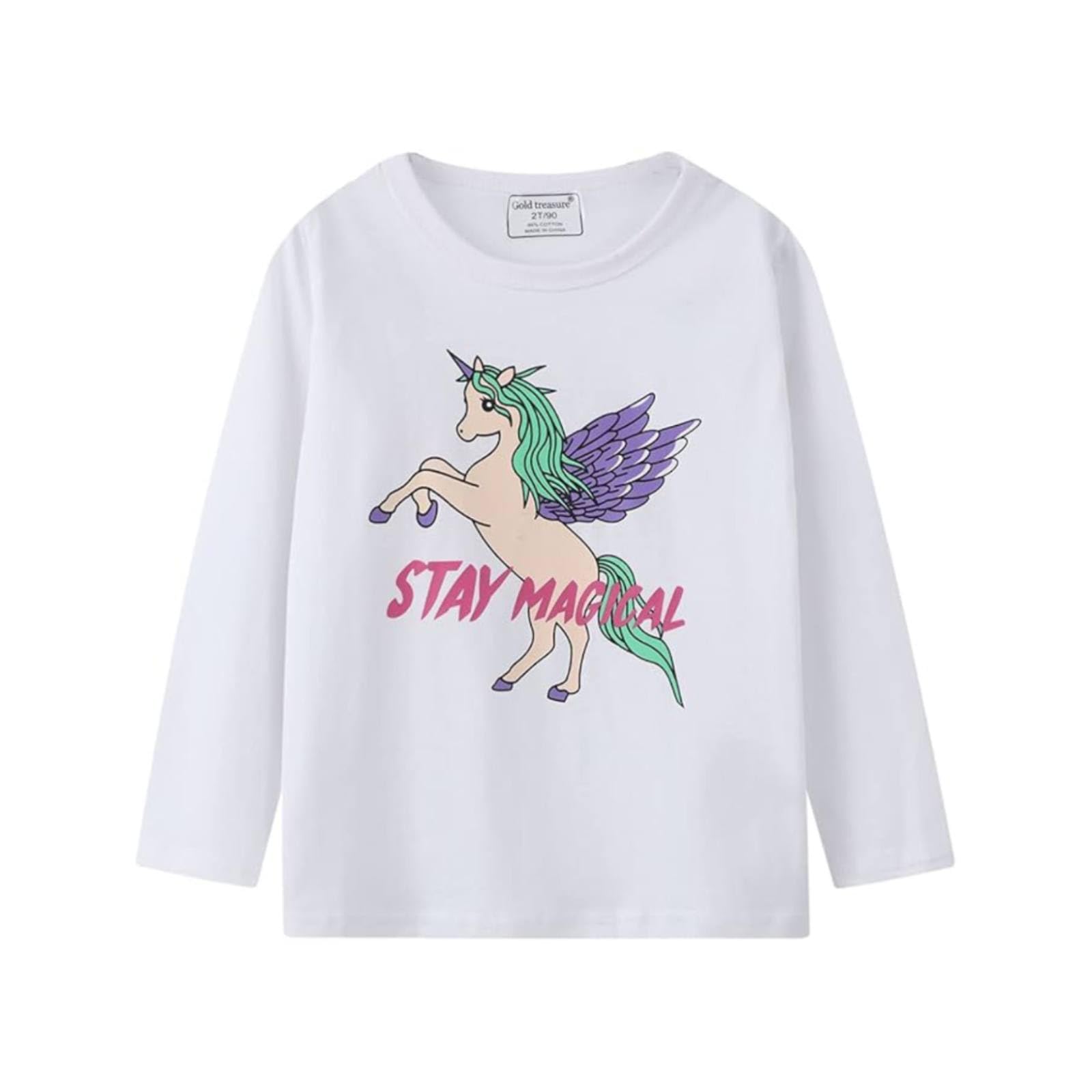 Baby Girl Long Sleeve T-Shirts Unicorn Christmas ELK Graphic Winter Cotton Casual Crewneck Tunic Tops Tee Shirts Sets 3 Pack 12M