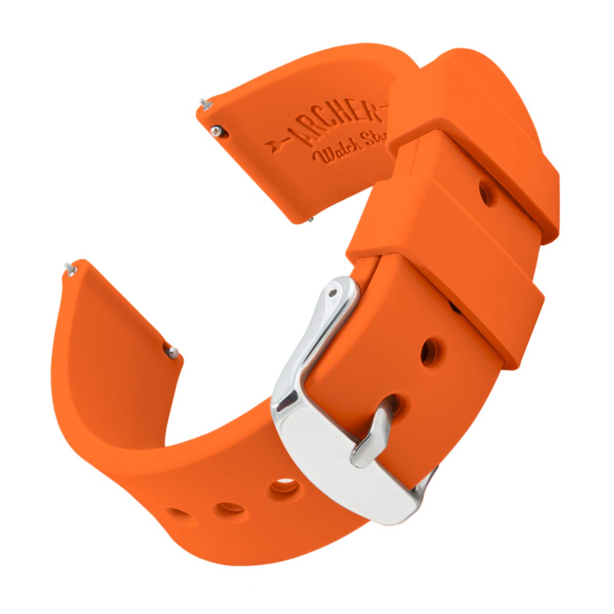 Archer Watch Straps - Silicone Quick Release Soft Rubber Replacement Watch Bands (Portland Orange, 24mm)