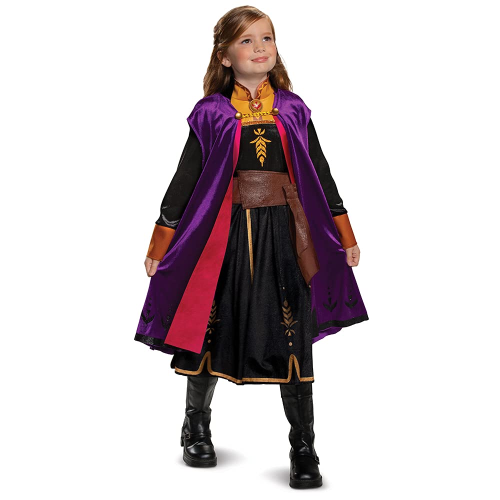 Disney Anna Frozen 2 Deluxe Girls' Halloween Costume, Kids Size Small (4-6x), Purple