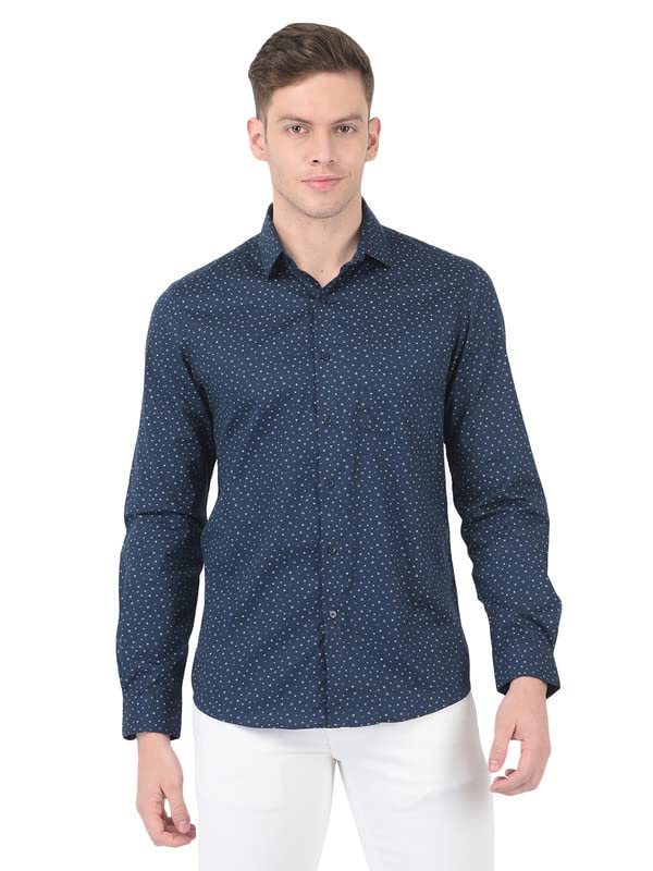 Turtle Men Cotton Blue Regular Fit Printed Shirts