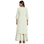 Fabindia Women'S Cotton Kurta With Suit-Skirt Set (10732804_Green