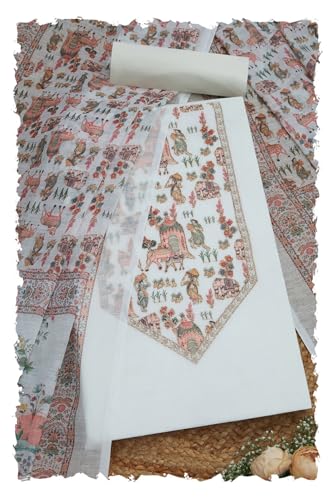 Soch Women Linen Ethnic Motifs Unstitch Dress Material with Zari