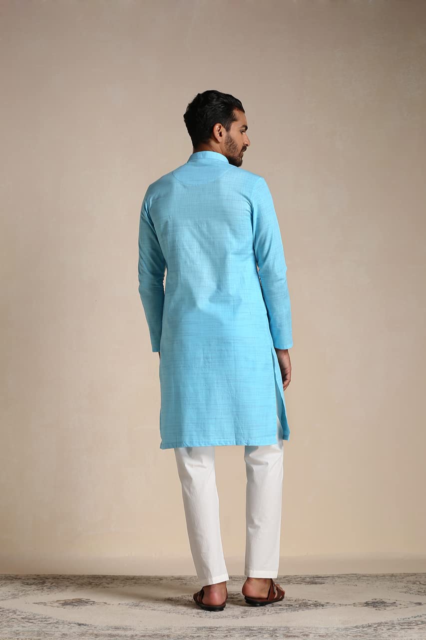 Manyavar MenS Kurta, Full Sleeves Mandarin Collar Ethnic Knee Length Kurta Only, Kurta For Festival, Wedding, Party, Anniversar