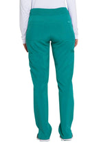 Dickies Women's Scrub Pants Natural Rise Tapered Leg Pull-On Bottoms with 7 Pockets and Knit Waistband DK005T, L Tall, Teal Blue