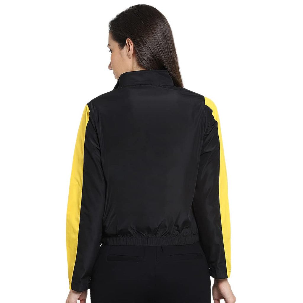 Bewakoof Womens Black Color Block Windcheater