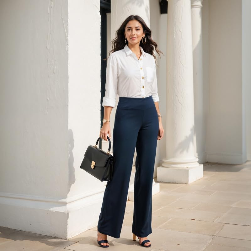 BlissClub Ultimate Wide Lite for Women Above 55 ft Tall | High Waist Trousers and Formal Pants for Office wear | Comfortable fi