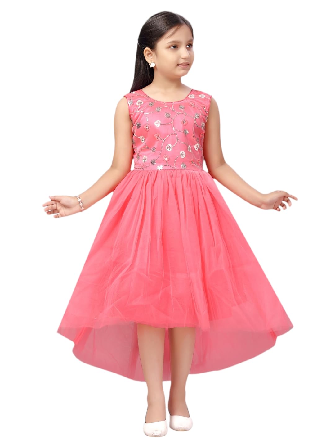 Aarika Girls Gajri Color Net Frock (JLY_G_3006_Gajri_22)