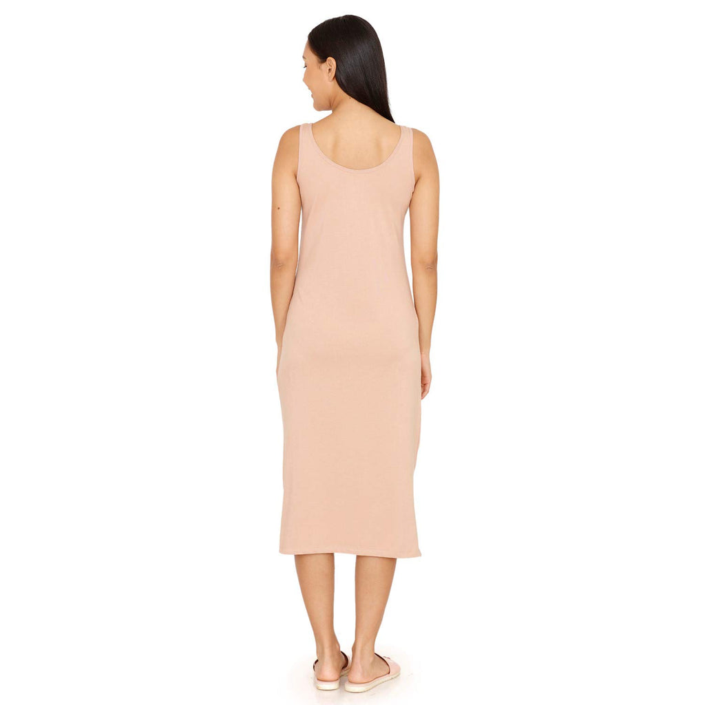 Zivame Knit Cotton Kurti Slip For Women - Roebuck Beige