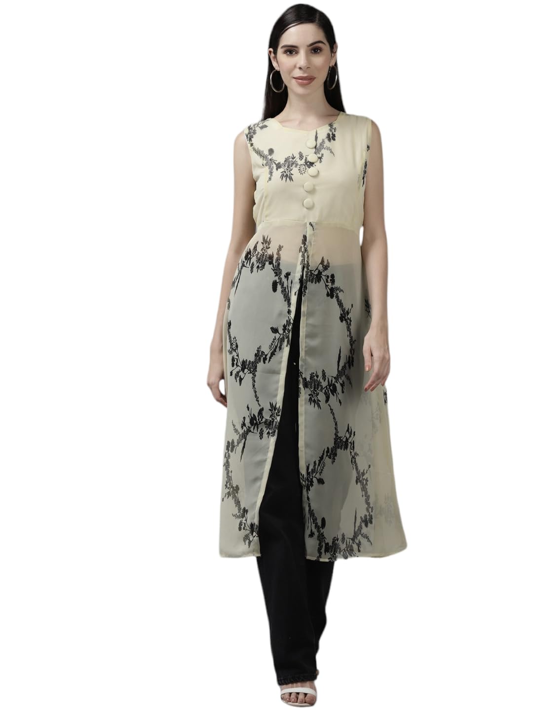 Aarika Womens Lemon Color Georgette Embroidery Top (JLY_TP_W_KG_9512_Lemon_XXL)