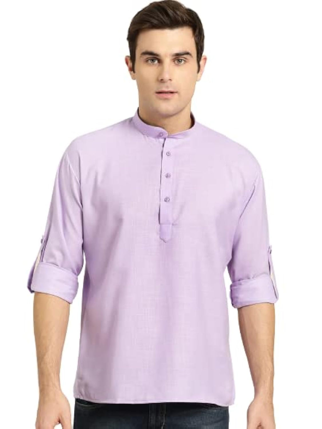 Sojanya (Since 1958, MenS Cotton Purple Short Kurta, Size: 44