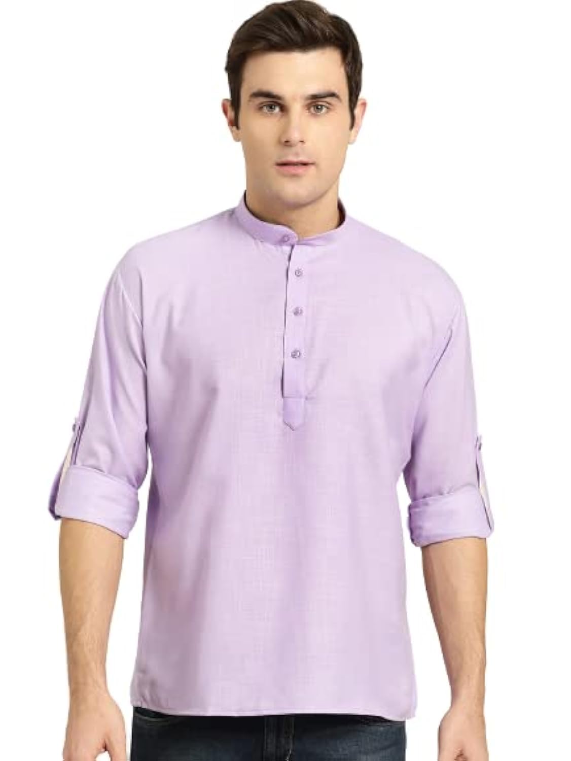 Sojanya (Since 1958, MenS Cotton Purple Short Kurta, Size: 44