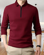 Noble Monk MenS Polo Neck Full Sleeves Solid T-Shirt